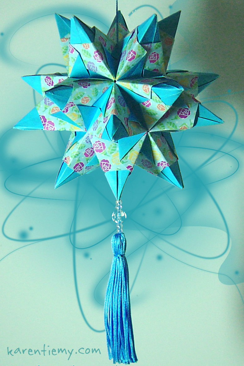 kusudama tornillo star Bascetta origami modular papiroflexia blue mobile cute kawaii karen tiemy