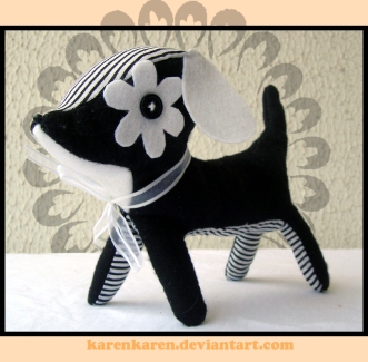 plushies softies felt projects stuffed dolls toy handmade sewing diy soft snuggly karen tiemy white black dog
